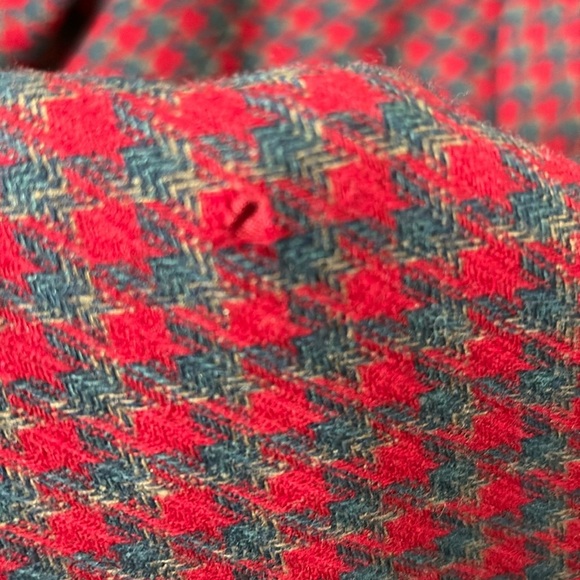 Vintage Pendleton Houndstooth Wool Crop Blazer Jacket Blue Red Sz 8 Petite - Picture 12 of 14